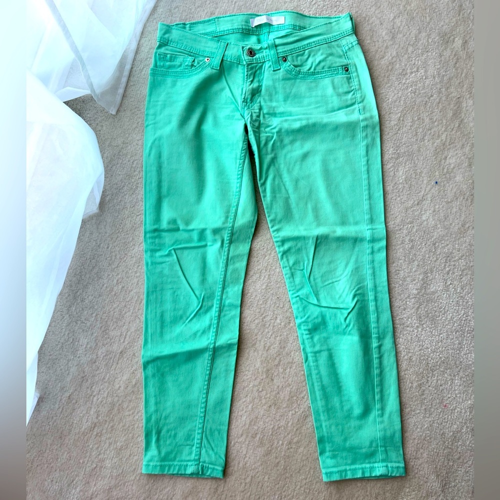 Levi’s 524 Skinny Leg Blue Green Pants with Back Pockets